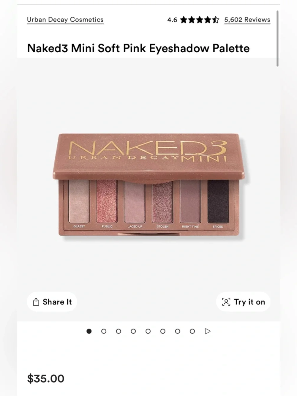 Urban Decay Naked3 Mini Eyeshadow Palette - Rose, Mauve, Brown, Taupe